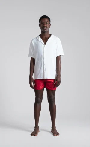 Camisa Slim Em Viscose Manga Curta Branca